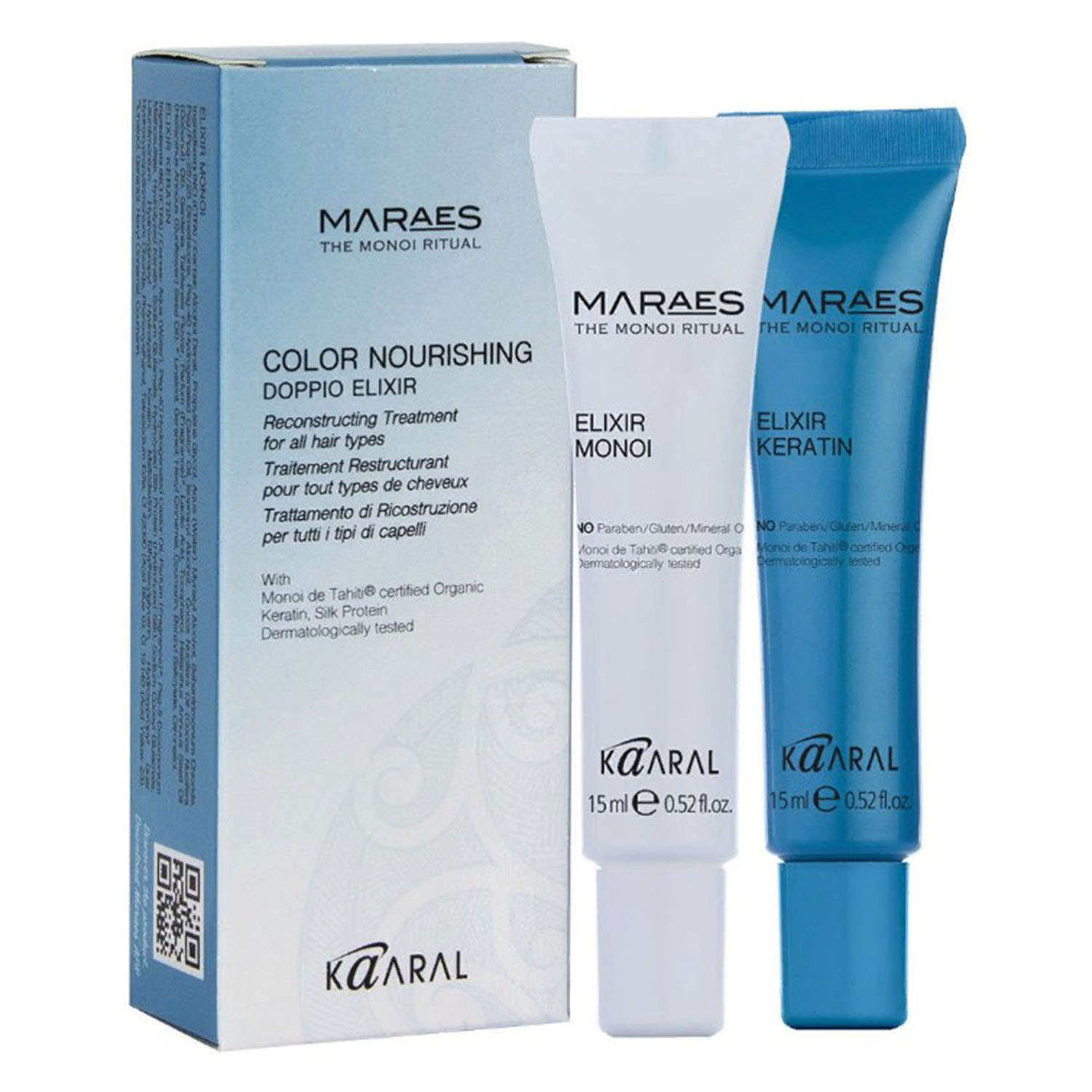 картинка Эликсир для волос с маслом моной Maraes Color Nourishing Doppio Elixir 2*15 мл от официального интернет-магазина Каарал